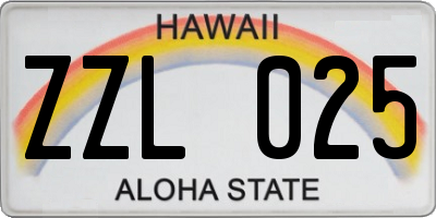 HI license plate ZZL025