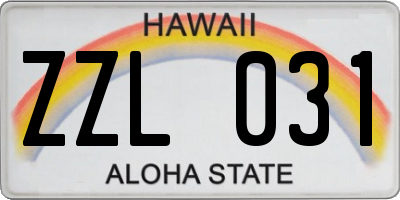 HI license plate ZZL031