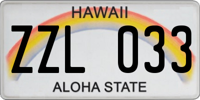 HI license plate ZZL033