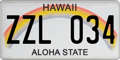 HI license plate ZZL034