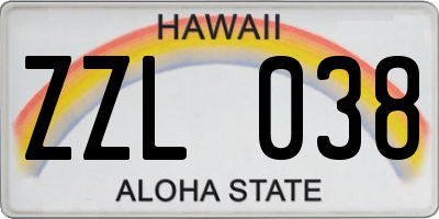 HI license plate ZZL038