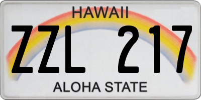 HI license plate ZZL217