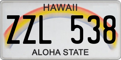HI license plate ZZL538