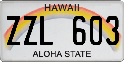 HI license plate ZZL603