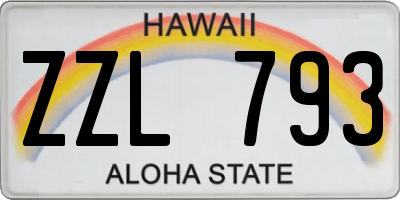 HI license plate ZZL793