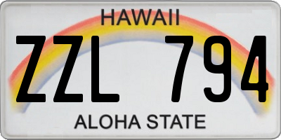 HI license plate ZZL794