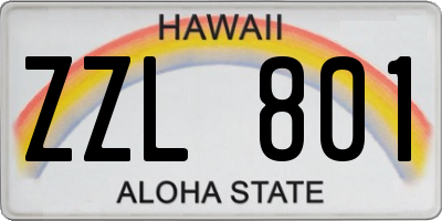 HI license plate ZZL801