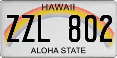 HI license plate ZZL802