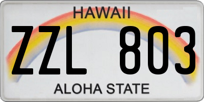 HI license plate ZZL803