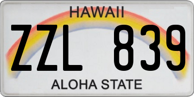 HI license plate ZZL839