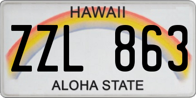 HI license plate ZZL863