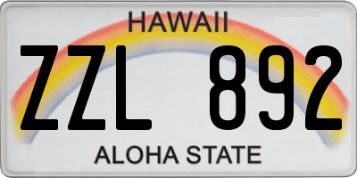 HI license plate ZZL892