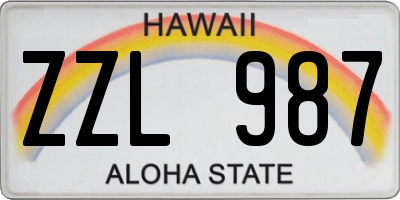 HI license plate ZZL987