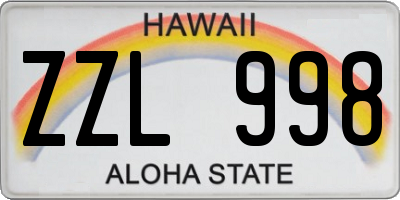 HI license plate ZZL998