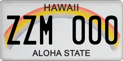 HI license plate ZZM000