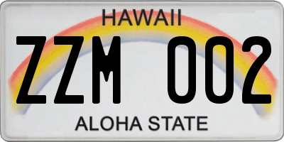 HI license plate ZZM002