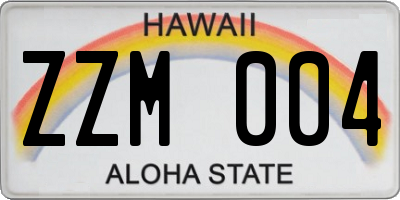 HI license plate ZZM004