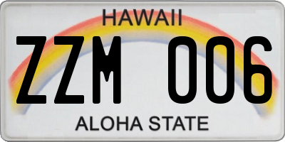 HI license plate ZZM006