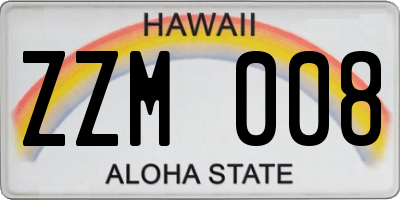 HI license plate ZZM008