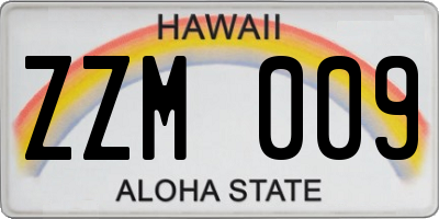 HI license plate ZZM009