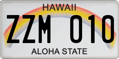 HI license plate ZZM010