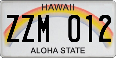 HI license plate ZZM012