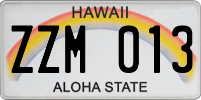 HI license plate ZZM013