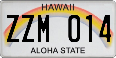 HI license plate ZZM014