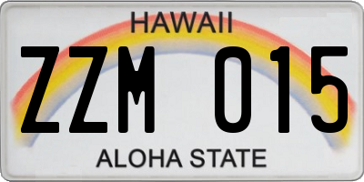 HI license plate ZZM015