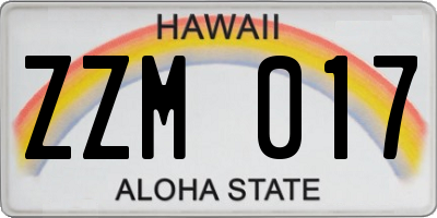 HI license plate ZZM017