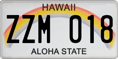 HI license plate ZZM018