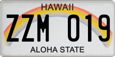 HI license plate ZZM019