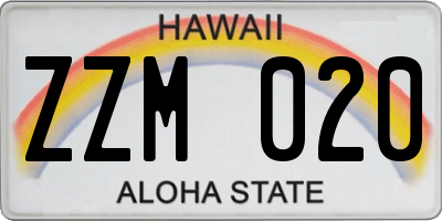 HI license plate ZZM020