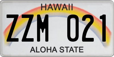 HI license plate ZZM021