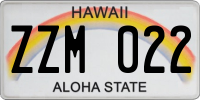 HI license plate ZZM022