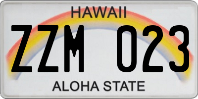 HI license plate ZZM023