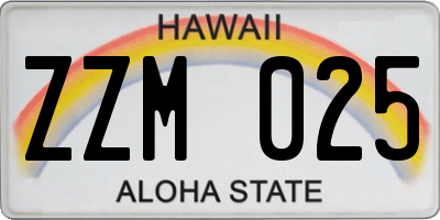 HI license plate ZZM025