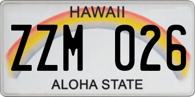 HI license plate ZZM026