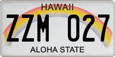 HI license plate ZZM027