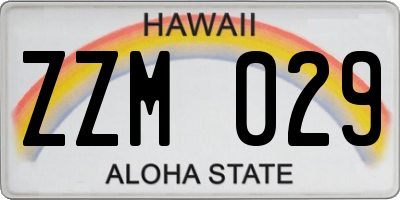 HI license plate ZZM029