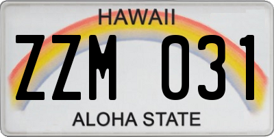 HI license plate ZZM031