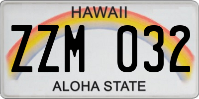 HI license plate ZZM032