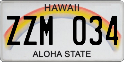 HI license plate ZZM034