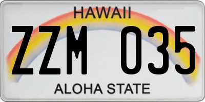 HI license plate ZZM035