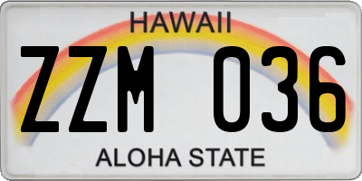 HI license plate ZZM036