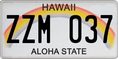 HI license plate ZZM037