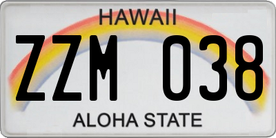 HI license plate ZZM038