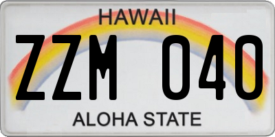 HI license plate ZZM040