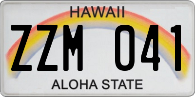 HI license plate ZZM041