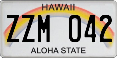 HI license plate ZZM042